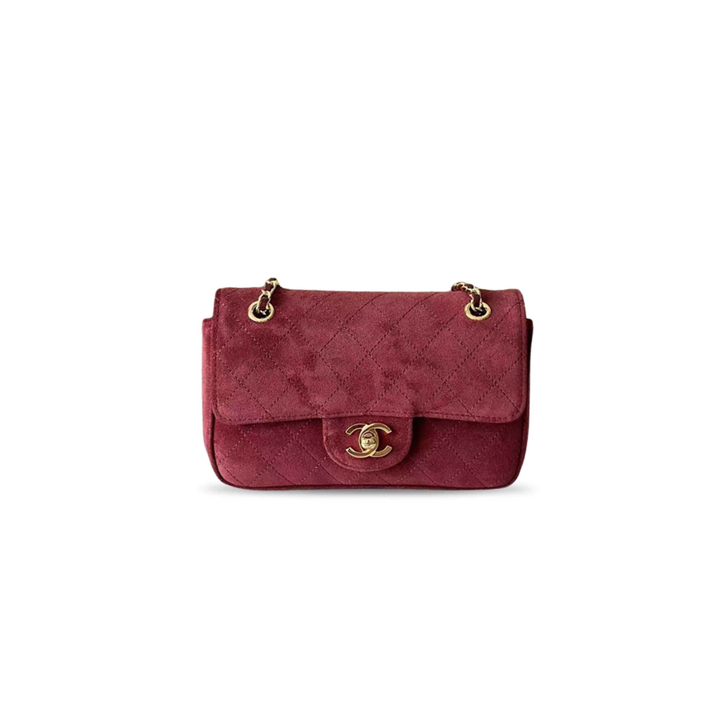 CHANEL MASTER QUILTED VELVET CLASSIC FLAP SHOULDER BAG (20*13*6cm)